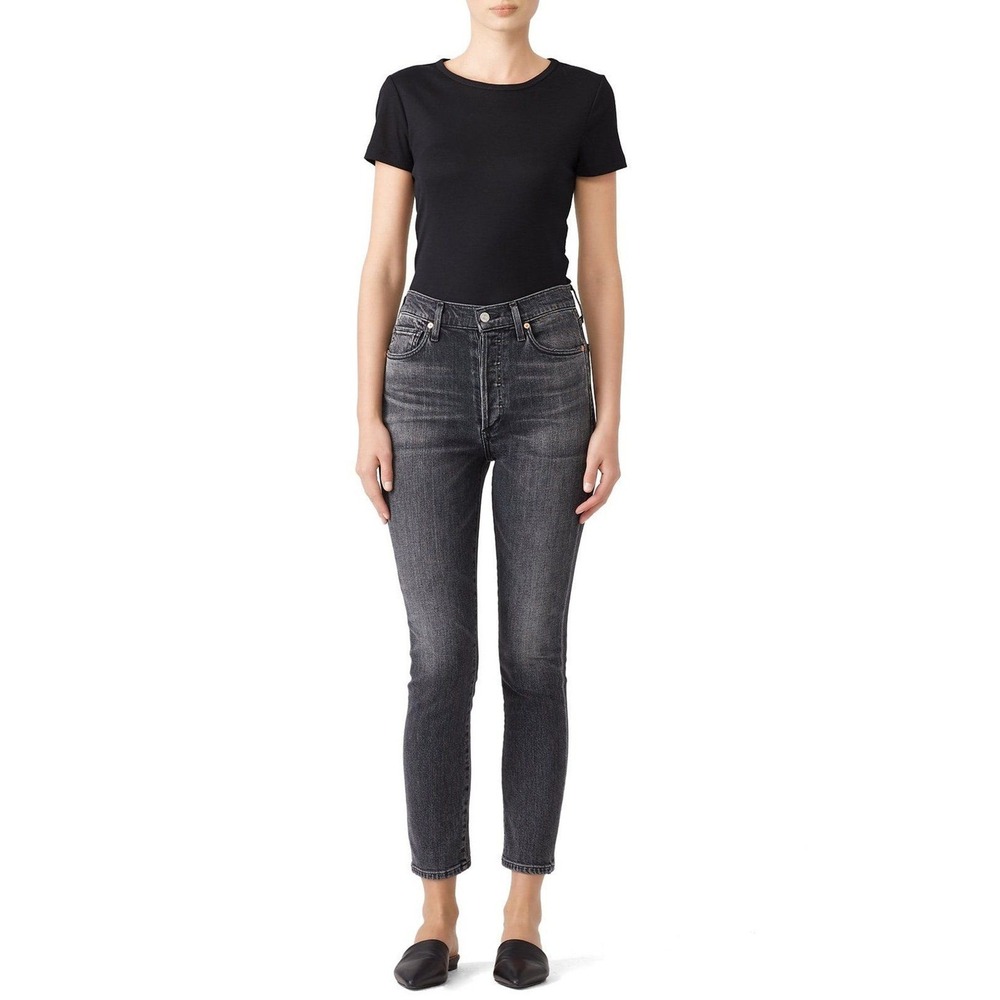 Citizens of Humanity Olivia High Rise Slim Ankle Jeans Washed‎ Black Gray 28